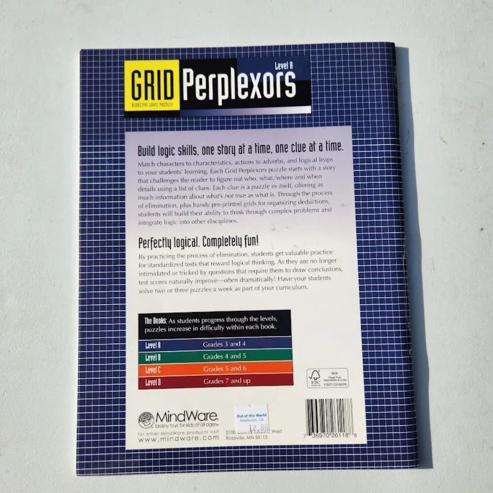 MindWare Grid Perplexors Level A Book Workbook Brain Teasers Puzzle Book Logic B